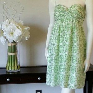 Shoshanna Green and white Strapless Dress